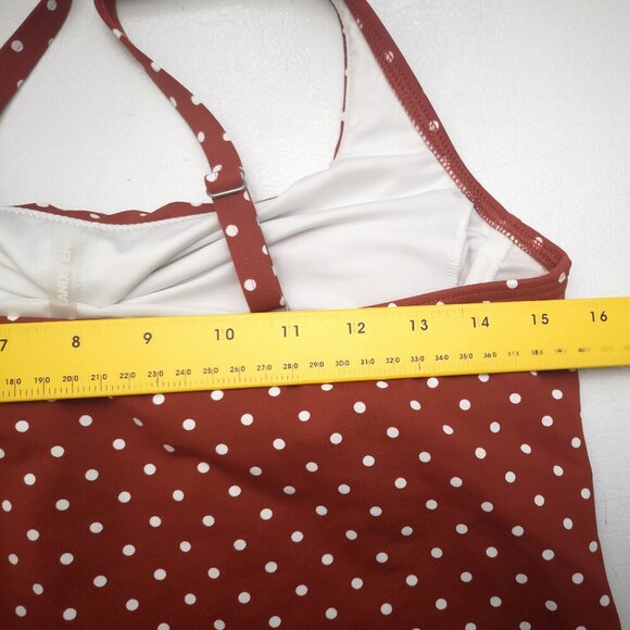 Lands' End Ladies Size 10 Rust w/ White Polka Dots 2 Piece Tankini Bathing Suit - Picture 14 of 15